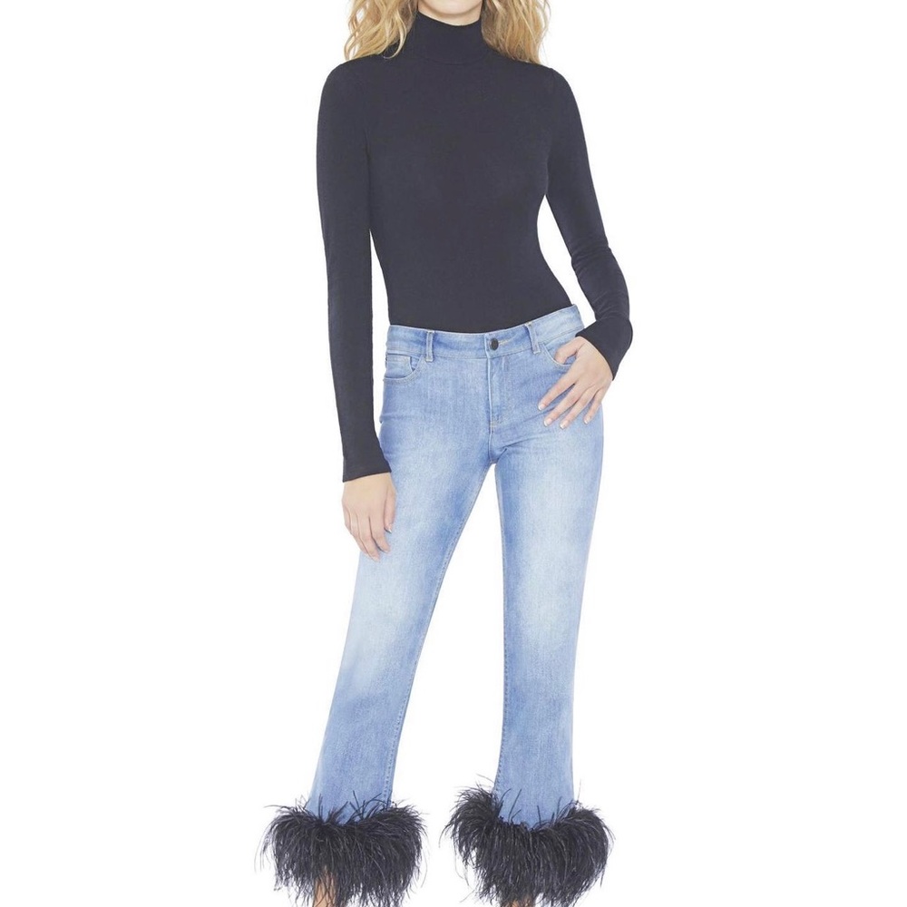 ALICE AND OLIVIA FEATHER JEANS